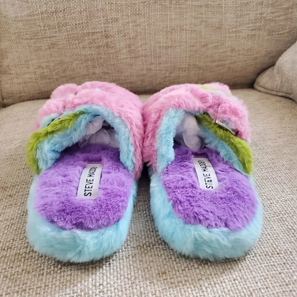 Steve Madden Kids' Jaround Faux Fur Slide Slipper